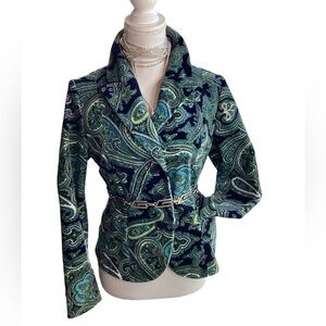 Velvet Paisley Turquoise & Green Jacket (10b35)